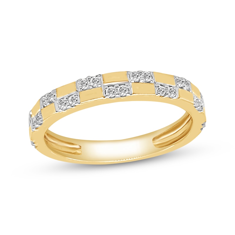 Main Image 1 of Now + Forever Diamond Two-Row Checkerboard Anniversary Ring 1/5 ct tw 14K Yellow Gold