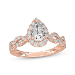 Neil Lane Artistry Certified Pear-Shaped Lab-Grown Diamond Halo Engagement Ring 1-1/2 ct tw 14K Rose Gold
