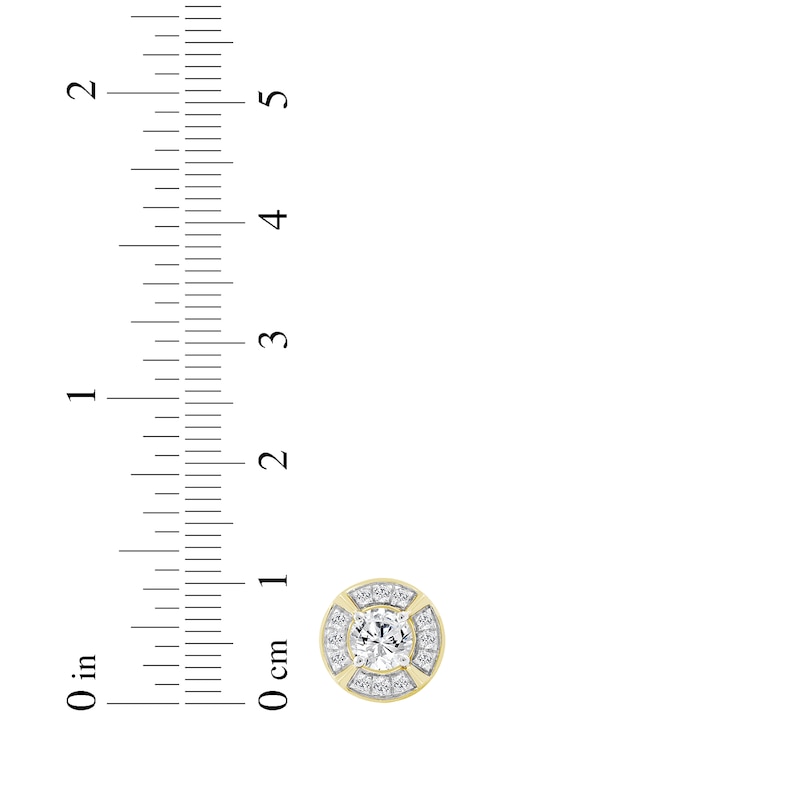 Main Image 4 of KAY Lab-Grown Diamonds Men's Halo Stud Earrings 1 ct tw 10K Yellow Gold