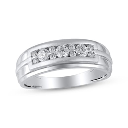 Now + Forever Men's Diamond Wedding Band 1/2 ct tw 10K White Gold