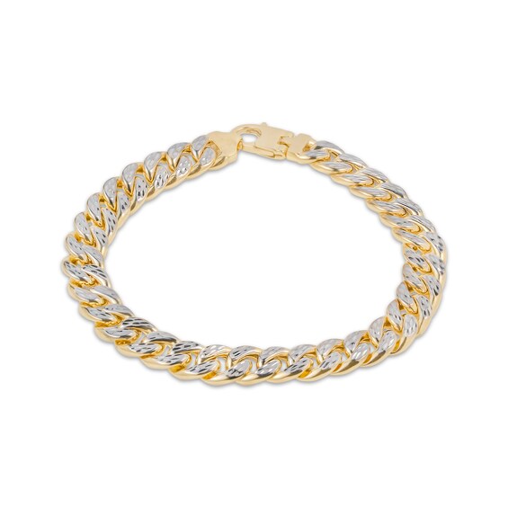 Previously Owned Diamond-Cut Curb Chain Bracelet Hollow 10K Yellow Gold 8.5"