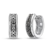 Thumbnail Image 1 of Previously Owned Men's Black Diamond Huggie Hoop Earrings 1/3 ct tw Round-cut 10K White Gold