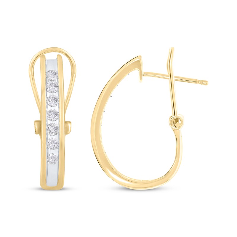Main Image 1 of Previously Owned Diamond Channel Hoop Earrings 3/8 ct tw 10K Yellow Gold