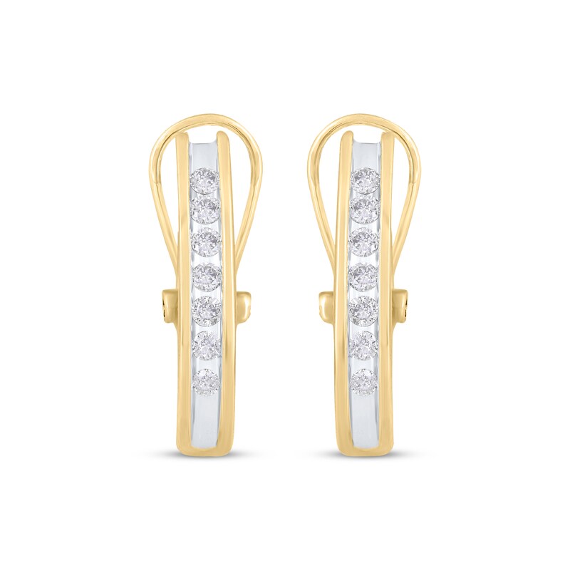 Main Image 2 of Previously Owned Diamond Channel Hoop Earrings 3/8 ct tw 10K Yellow Gold