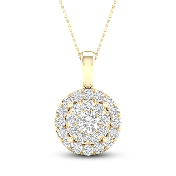 Previously Owned Multi-Diamond Necklace 1 ct tw Round-Cut 10K Yellow Gold 18"