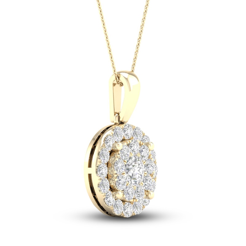 Main Image 3 of Previously Owned Multi-Diamond Necklace 1 ct tw Round-Cut 10K Yellow Gold 18"