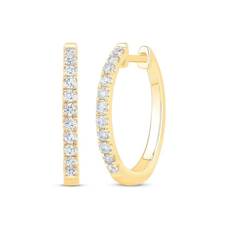 Main Image 1 of Previously Owned Diamond Hoop Earrings 1/4 ct tw 10K Yellow Gold