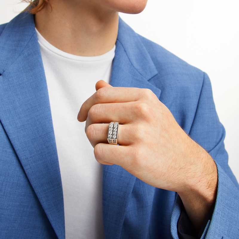 Main Image 5 of Previously Owned Men's Diamond Double Row Wedding Ring 2 ct tw 10K White Gold