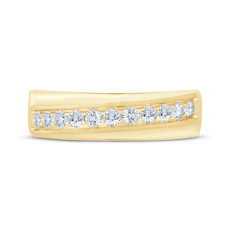 Main Image 3 of Previously Owned Men's Diamond Diagonal Row Wedding Band 1/2 ct tw 10K Yellow Gold