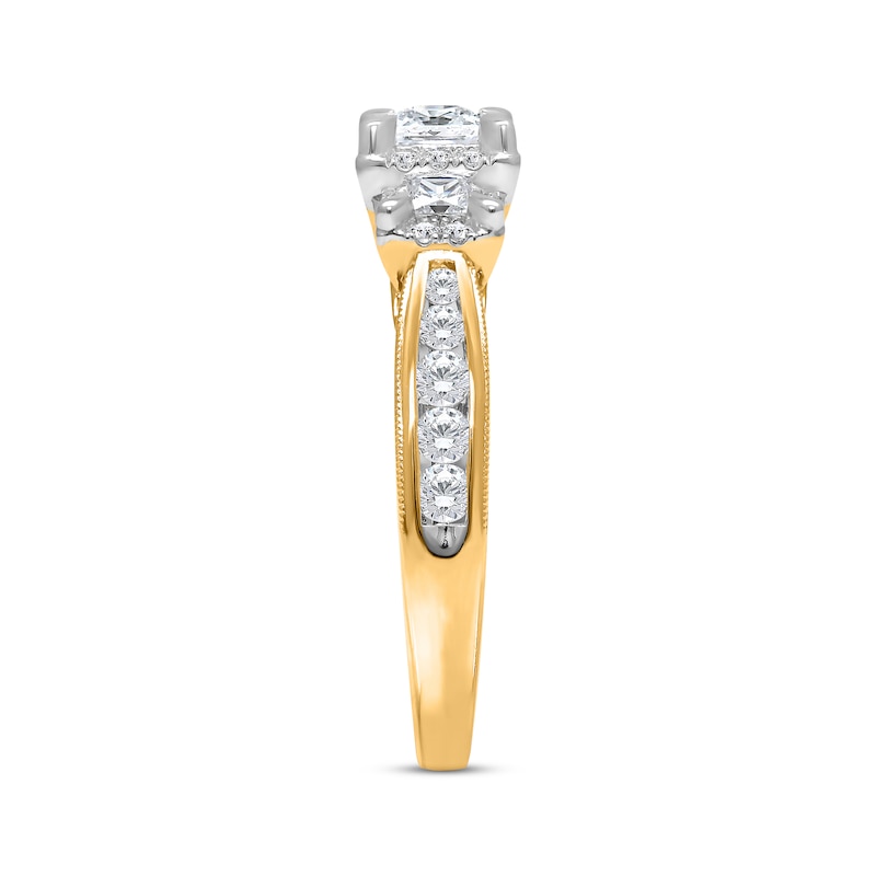 Main Image 2 of Previously Owned Memories Moments Magic Three-Stone Diamond Engagement Ring 1 ct tw Princess/Round 14K Yellow Gold