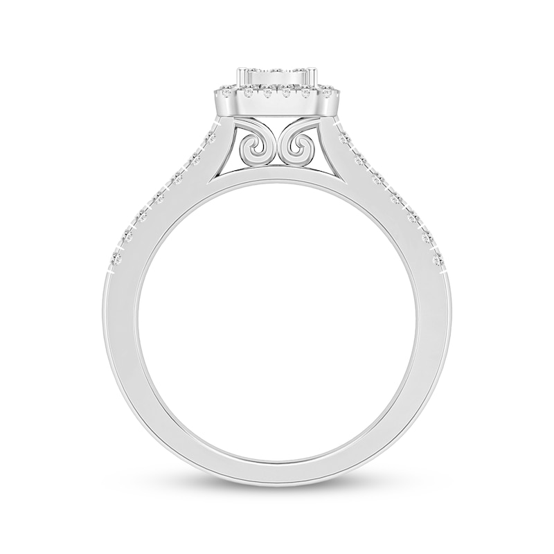 Main Image 3 of Previously Owned Round-Cut Diamond Cushion Frame Engagement Ring 1/2 ct tw 10K White Gold