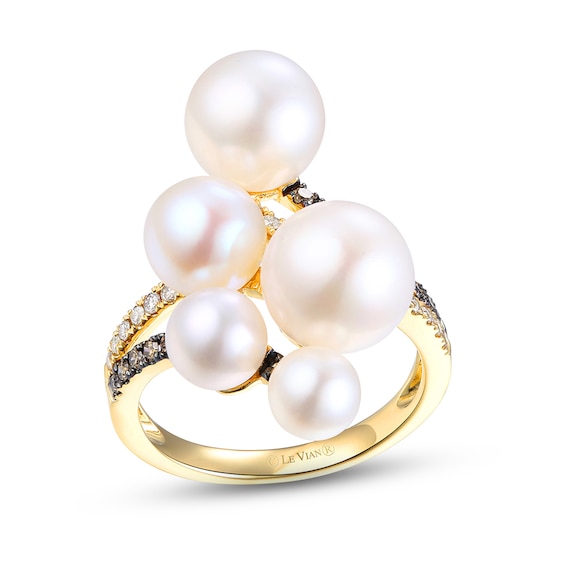 Previously Owned Le Vian Cultured Pearl Ring 1/3 ct tw Diamonds 14K Honey Gold