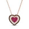 Thumbnail Image 1 of Previously Owned Godiva x Le Vian Ruby Heart Necklace 3/8 ct tw Diamonds 14K Strawberry Gold 19"