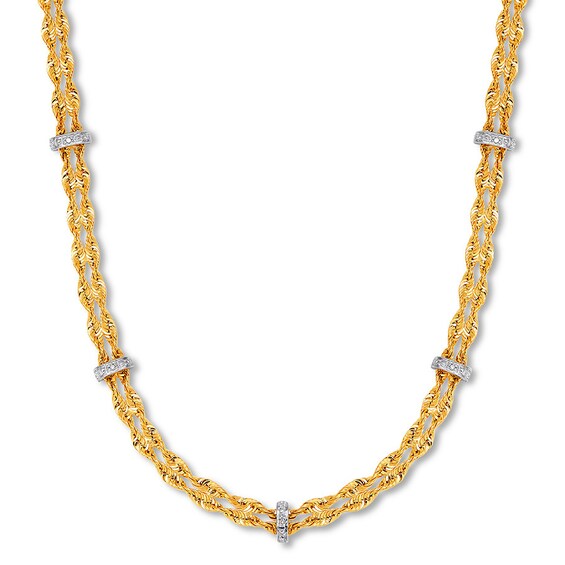 Previously Owned Diamond Rope Chain Necklace 10K Two-Tone Gold