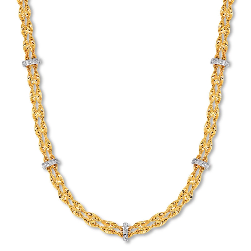 Main Image 1 of Previously Owned Diamond Rope Chain Necklace 10K Two-Tone Gold