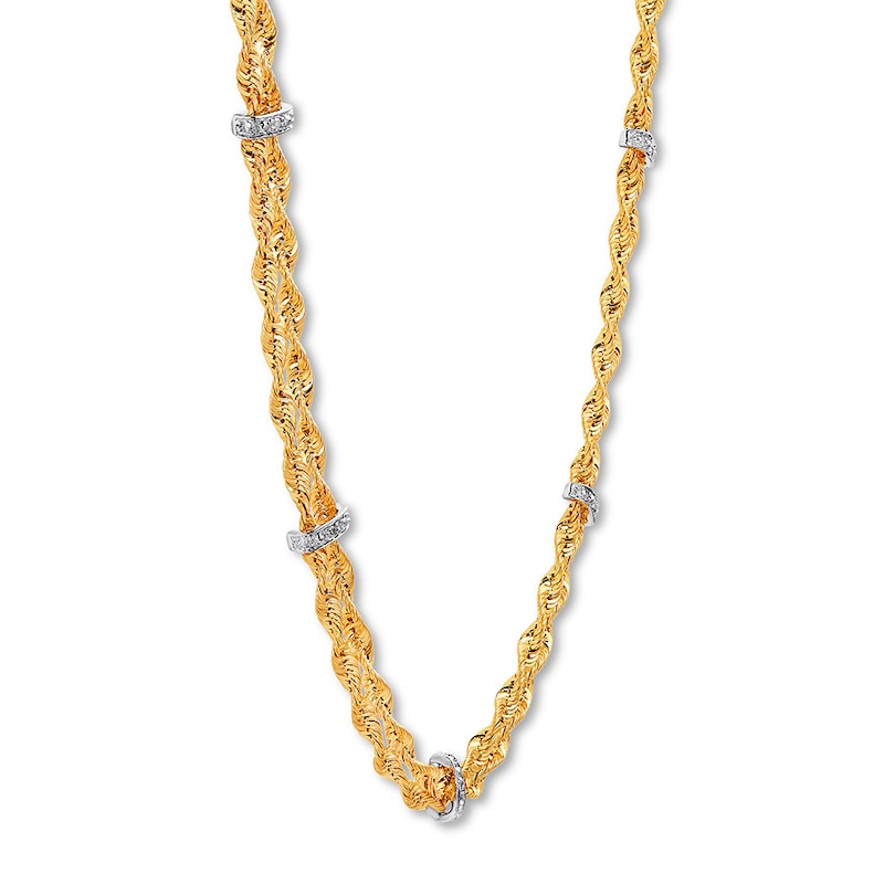 Main Image 2 of Previously Owned Diamond Rope Chain Necklace 10K Two-Tone Gold