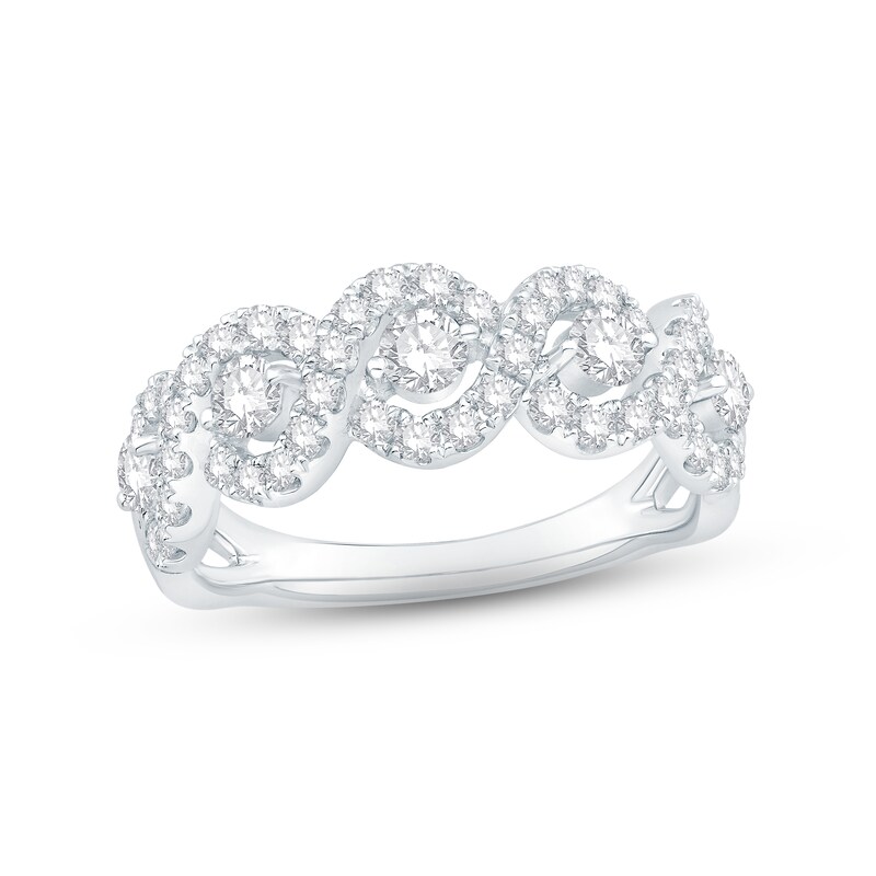 Main Image 1 of Previously Owned Diamond Twisted Anniversary Ring 1 ct tw Round-cut 14K White Gold