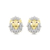 Thumbnail Image 2 of Previously Owned Men's Diamond & Lab-Created Ruby Lion Head Stud Earrings 1/4 ct tw 10K Yellow Gold