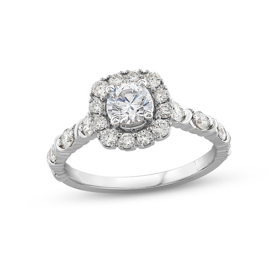 Previously Owned Diamond Halo Engagement Ring 1 ct tw Round-cut 14K White Gold