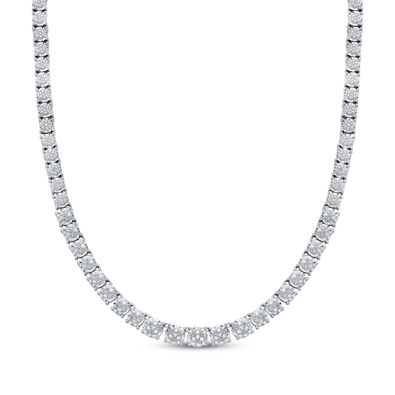 Previously Owned Multi-Diamond Center Tennis Necklace 1/2 ct tw Sterling Silver 17"