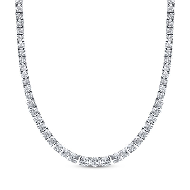 Main Image 1 of Previously Owned Multi-Diamond Center Tennis Necklace 1/2 ct tw Sterling Silver 17&quot;