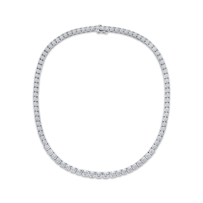 Main Image 2 of Previously Owned Multi-Diamond Center Tennis Necklace 1/2 ct tw Sterling Silver 17&quot;