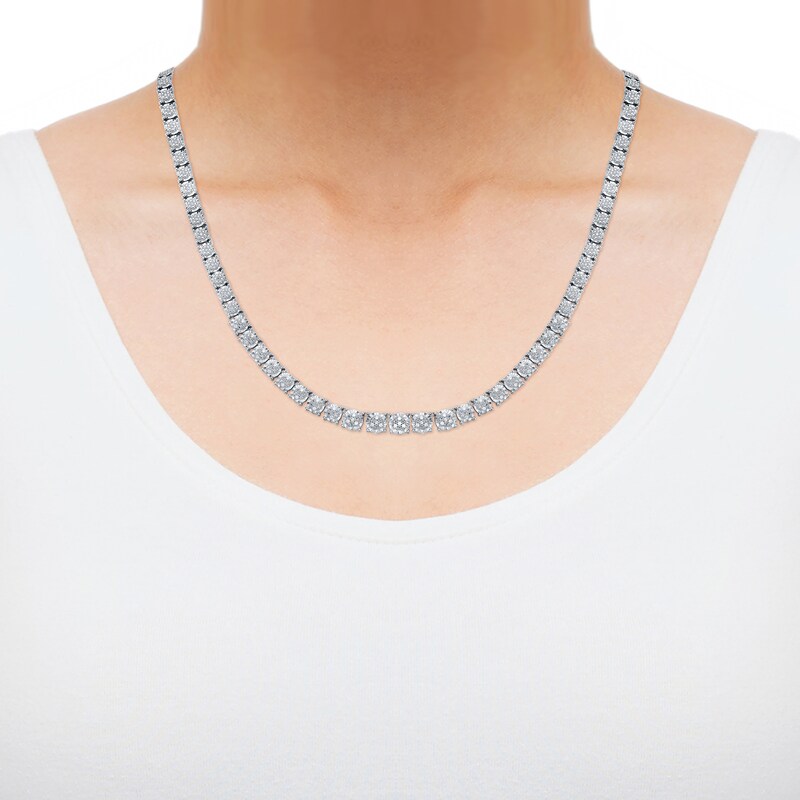 Main Image 4 of Previously Owned Multi-Diamond Center Tennis Necklace 1/2 ct tw Sterling Silver 17&quot;