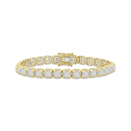 Previously Owned Men's Multi-Diamond Cupped Link Bracelet 1-1/4 ct tw 10K Yellow Gold 8.5"