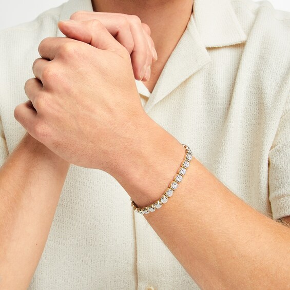 Thumbnail Image 4 of Previously Owned Men's Multi-Diamond Cupped Link Bracelet 1-1/4 ct tw 10K Yellow Gold 8.5"