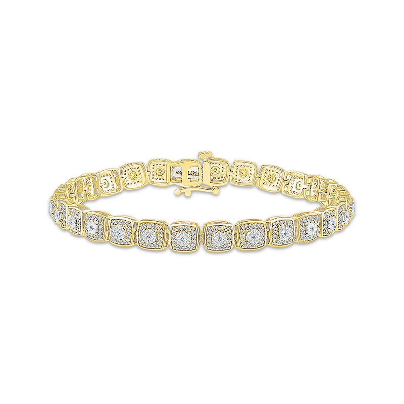 Main Image 1 of Previously Owned Diamond Cushion Link Bracelet 1 ct tw 10K Yellow Gold 7.25&quot;