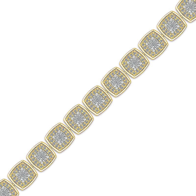 Main Image 2 of Previously Owned Diamond Cushion Link Bracelet 1 ct tw 10K Yellow Gold 7.25&quot;
