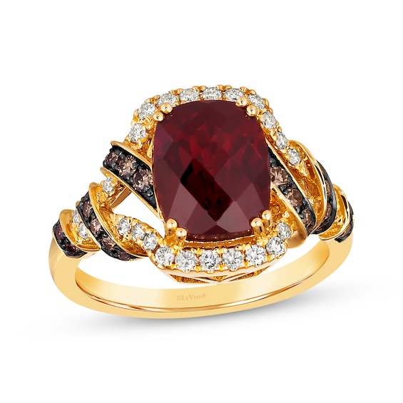 Previously Owned Le Vian Limited Edition Garnet Ring 1/2 ct tw Diamonds 14K Honey Gold