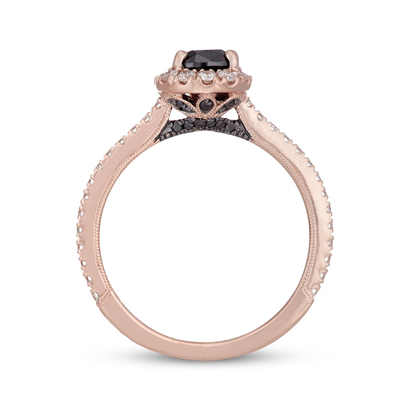Main Image 3 of Previously Owned Neil Lane Black & White Diamond Engagement Ring 1-1/8 ct tw Oval & Round-cut 14K Rose Gold