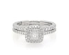Thumbnail Image 1 of Previously Owned THE LEO Diamond Princess-Cut Double Halo Bridal Set 5/8 ct tw 14K White Gold Size 5.75