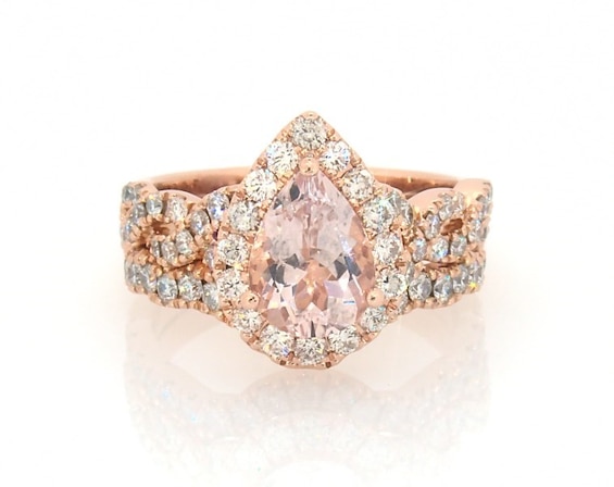 Previously Owned Neil Lane Morganite Bridal Set 1 ct tw Diamonds 14K Rose Gold Size 5.5
