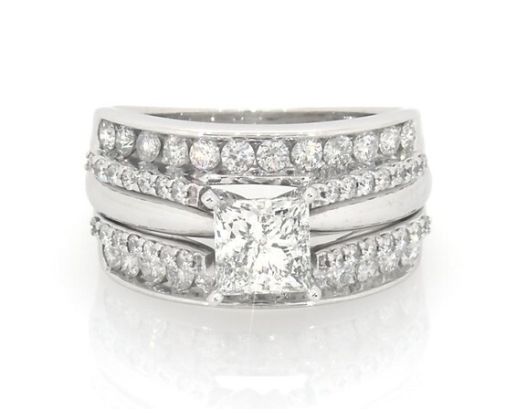 Previously Owned Princess-Cut Diamond Bridal Set 1-7/8 ct tw 14K White Gold Size 7.5