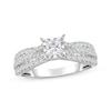 Thumbnail Image 1 of Previously Owned Princess & Round-Cut Diamond Twist Multi-Row Engagement Ring 1 ct tw 14K White Gold