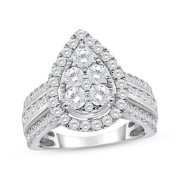 Previously Owned Multi-Diamond Pear Halo Engagement Ring 2 ct tw 10K White Gold