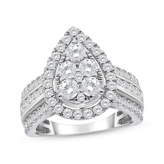 Previously Owned Multi-Diamond Pear Halo Engagement Ring 2 ct tw 10K White Gold