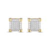 Thumbnail Image 2 of Previously Owned Men's Multi-Diamond Square Stud Earrings 1/4 ct tw 10K Yellow Gold