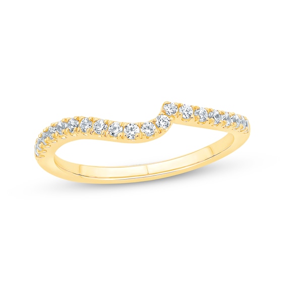 Previously Owned Round-Cut Diamond Curved & Notched Wedding Band 1/4 ct tw 14K Yellow Gold
