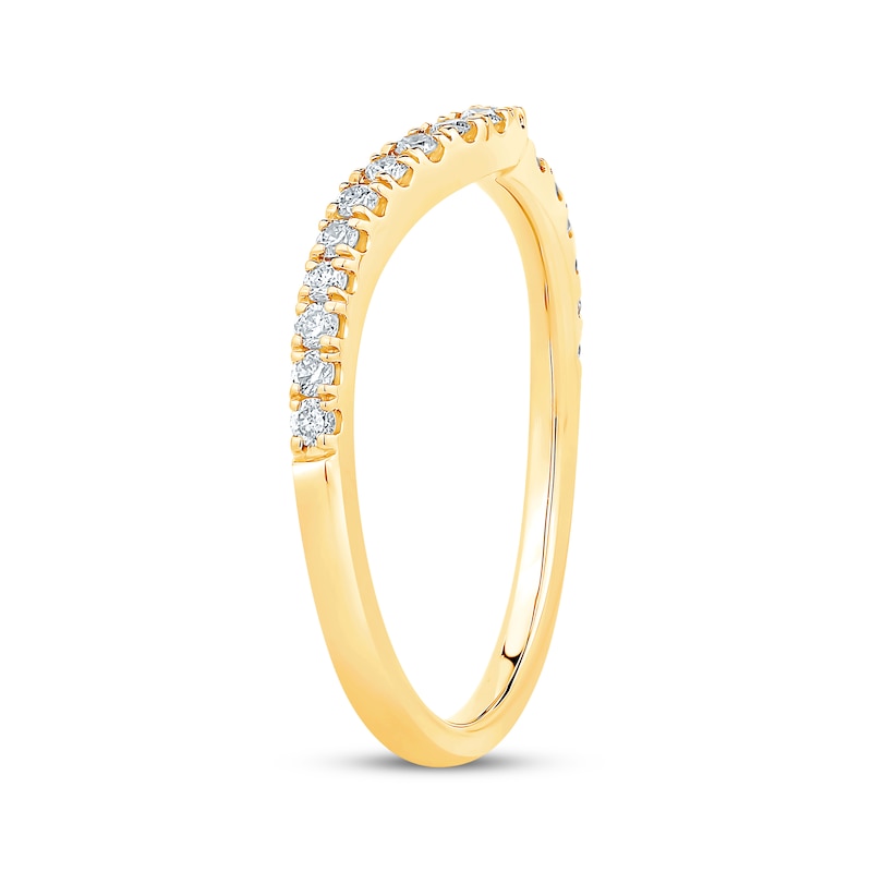 Main Image 2 of Previously Owned Round-Cut Diamond Curved & Notched Wedding Band 1/4 ct tw 14K Yellow Gold