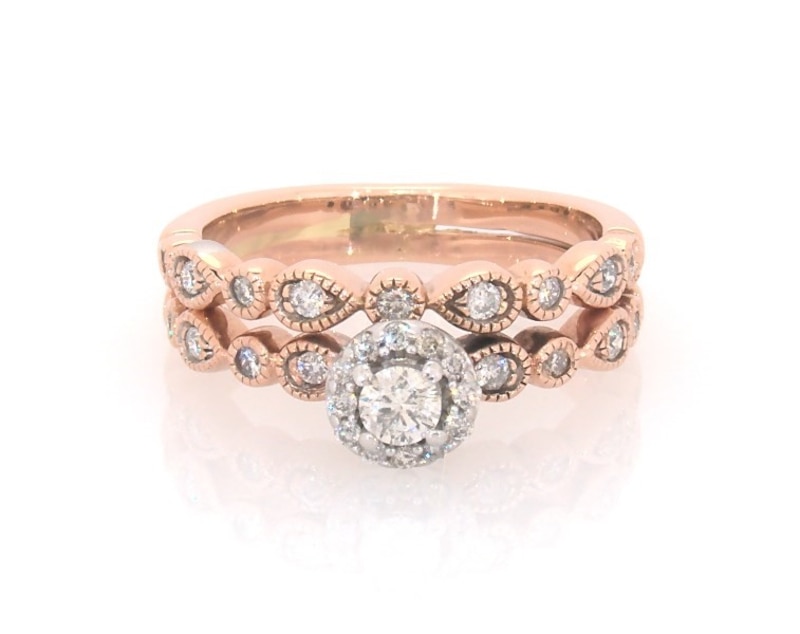 Main Image 1 of Previously Owned Diamond Bridal Set 1/3 ct tw Round-cut 10K Two-Tone Gold Size 4.25