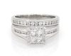 Thumbnail Image 1 of Previously Owned Princess-Cut Quad Diamond Bridal Set 7/8 ct tw 14K White Gold Size 9