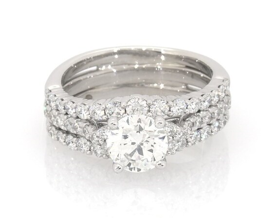 Previously Owned THE LEO Ideal Cut Bridal Set 1-7/8ct tw 14K White Gold Size 6.25