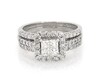 Thumbnail Image 1 of Previously Owned Princess-Cut Quad Diamond Halo Bridal Set 1-3/8 ct tw 14K White Gold Size 7.5