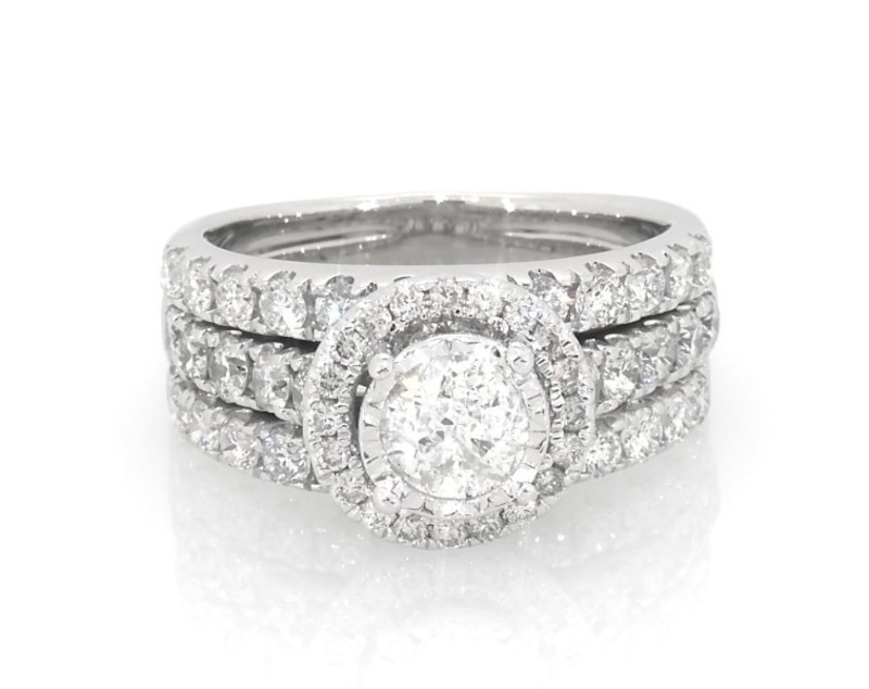 Main Image 1 of Previously Owned Radiant Reflections Diamond Bridal Set 2-1/8ct tw 14K White Gold Size 6.5