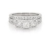 Thumbnail Image 1 of Previously Owned Memories Moments Magic Three-Stone Diamond Bridal Set 1-1/5 ct tw Princess/Round 14K White Gold Size 7