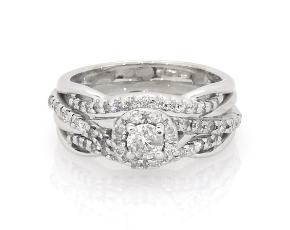 Previously Owned Diamond Bridal Set 5/8ct tw 10K & 14K White Gold Size 5.75