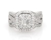 Thumbnail Image 1 of Previously Owned Baguette & Round-Cut Multi-Diamond Bridal Set 1-1/3 ct tw 14K White Gold Size 8.75